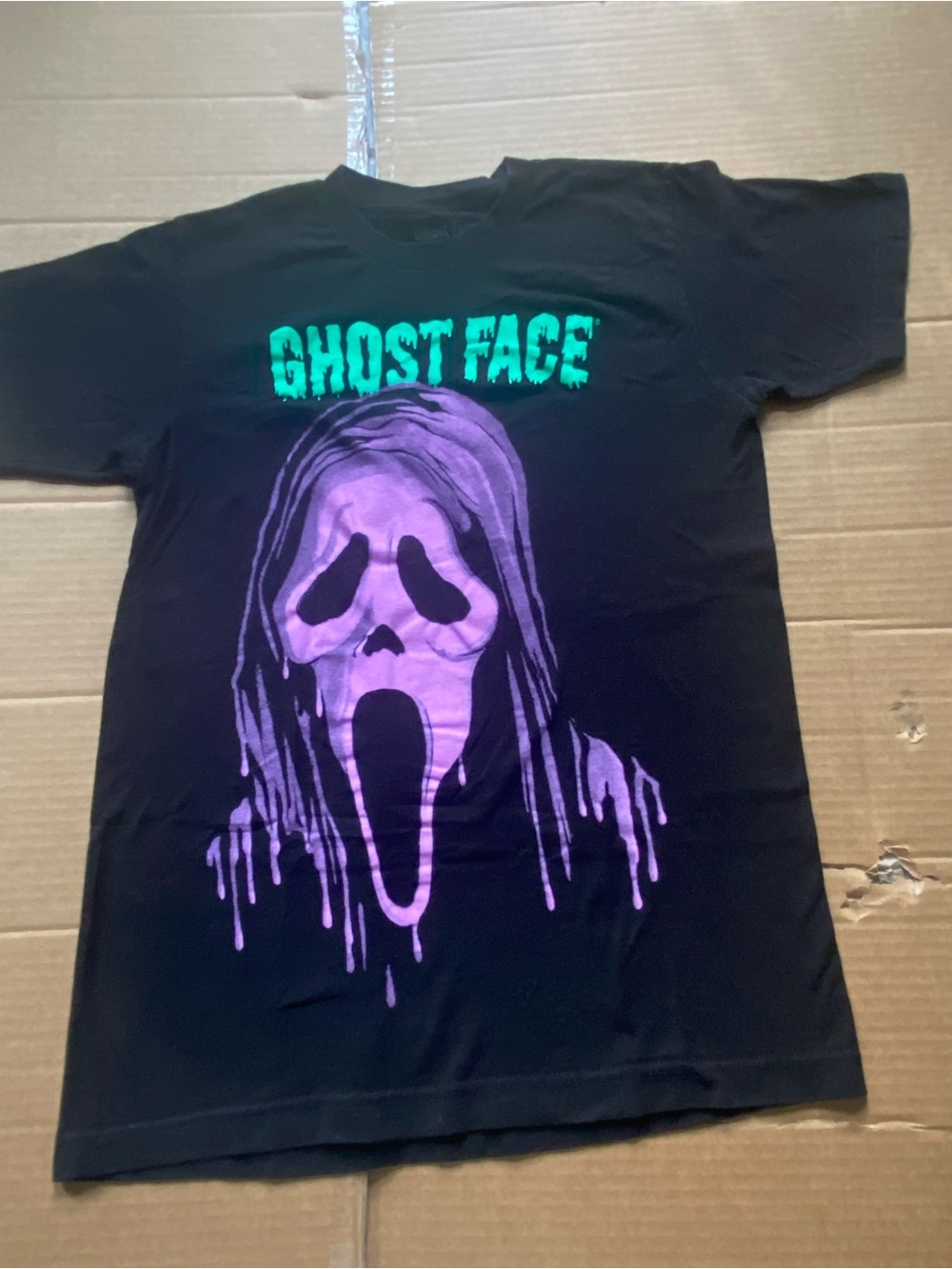 Ghost Face Graphic Tee - Black with Purple Print
